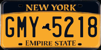 NY license plate GMY5218