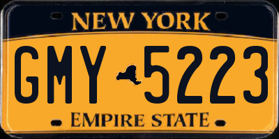 NY license plate GMY5223