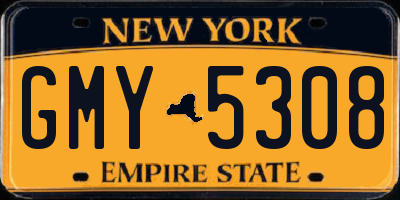 NY license plate GMY5308