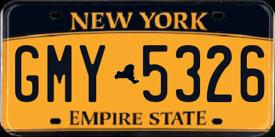 NY license plate GMY5326