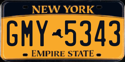 NY license plate GMY5343