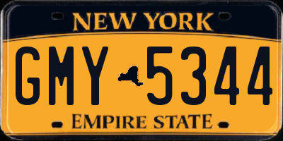 NY license plate GMY5344