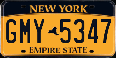 NY license plate GMY5347
