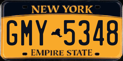 NY license plate GMY5348