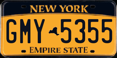 NY license plate GMY5355