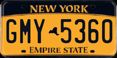 NY license plate GMY5360