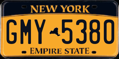 NY license plate GMY5380