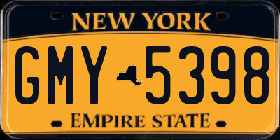NY license plate GMY5398