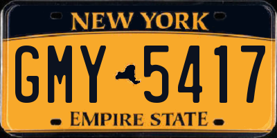 NY license plate GMY5417
