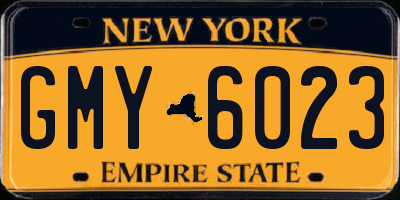 NY license plate GMY6023