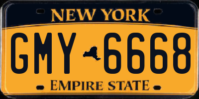 NY license plate GMY6668