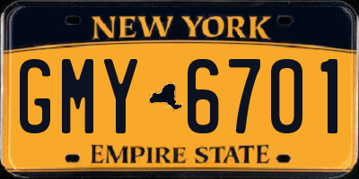 NY license plate GMY6701