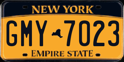 NY license plate GMY7023