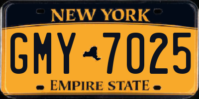 NY license plate GMY7025