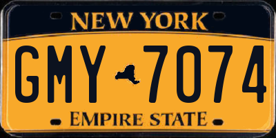 NY license plate GMY7074
