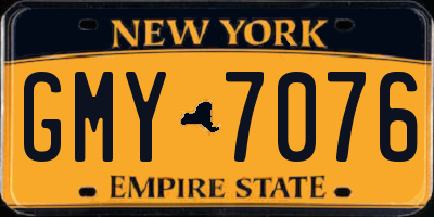 NY license plate GMY7076