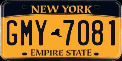 NY license plate GMY7081
