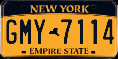 NY license plate GMY7114