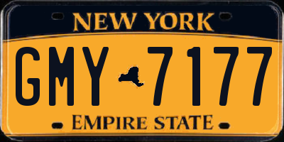 NY license plate GMY7177