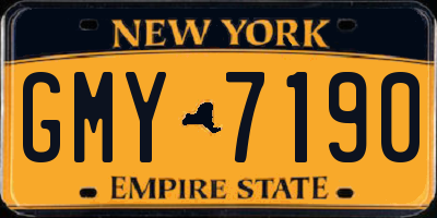 NY license plate GMY7190