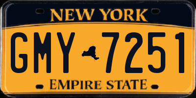 NY license plate GMY7251