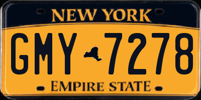 NY license plate GMY7278
