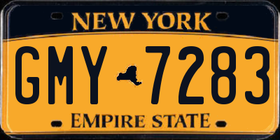 NY license plate GMY7283