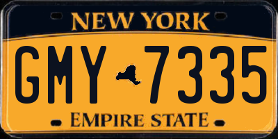 NY license plate GMY7335