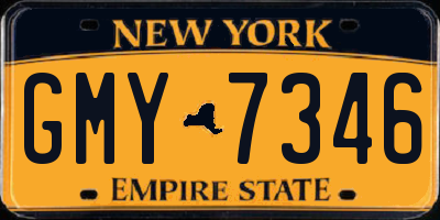 NY license plate GMY7346