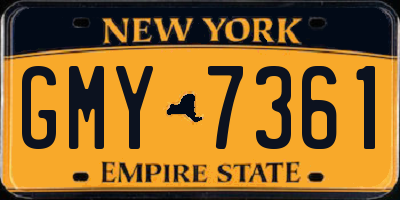 NY license plate GMY7361