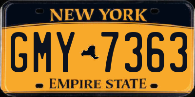 NY license plate GMY7363