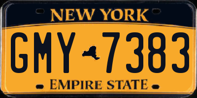 NY license plate GMY7383