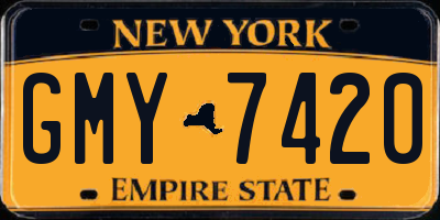 NY license plate GMY7420