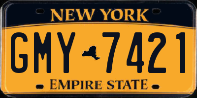 NY license plate GMY7421