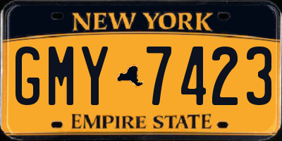 NY license plate GMY7423