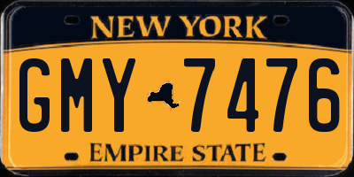 NY license plate GMY7476