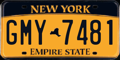 NY license plate GMY7481