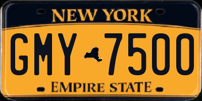 NY license plate GMY7500