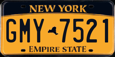 NY license plate GMY7521