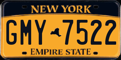 NY license plate GMY7522