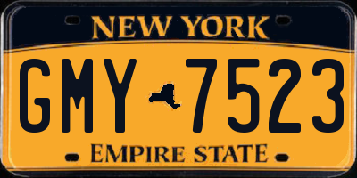 NY license plate GMY7523