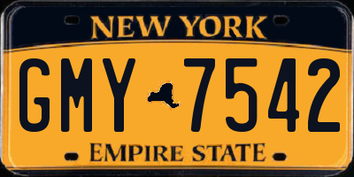 NY license plate GMY7542