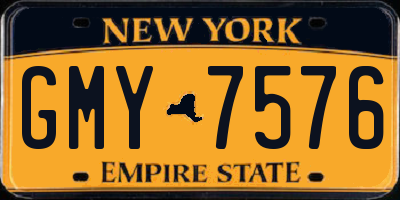 NY license plate GMY7576