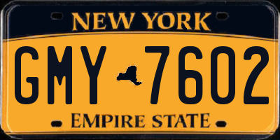 NY license plate GMY7602