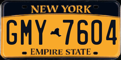 NY license plate GMY7604