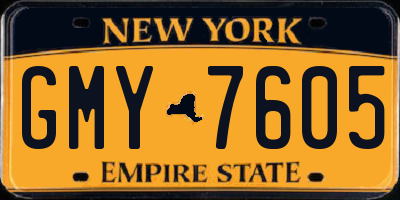 NY license plate GMY7605