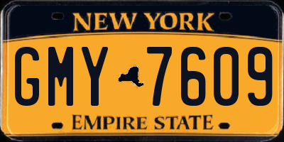 NY license plate GMY7609