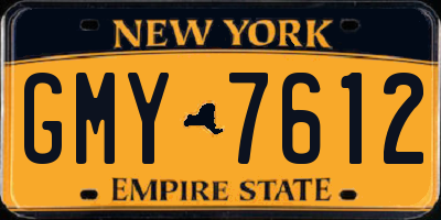 NY license plate GMY7612