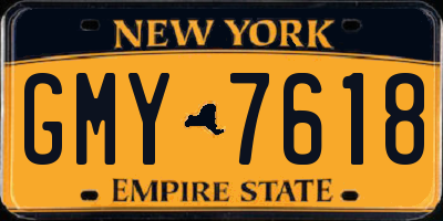NY license plate GMY7618