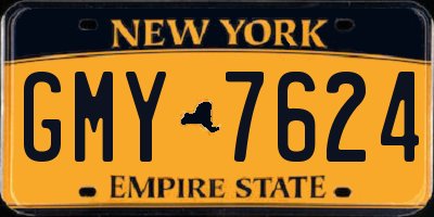 NY license plate GMY7624